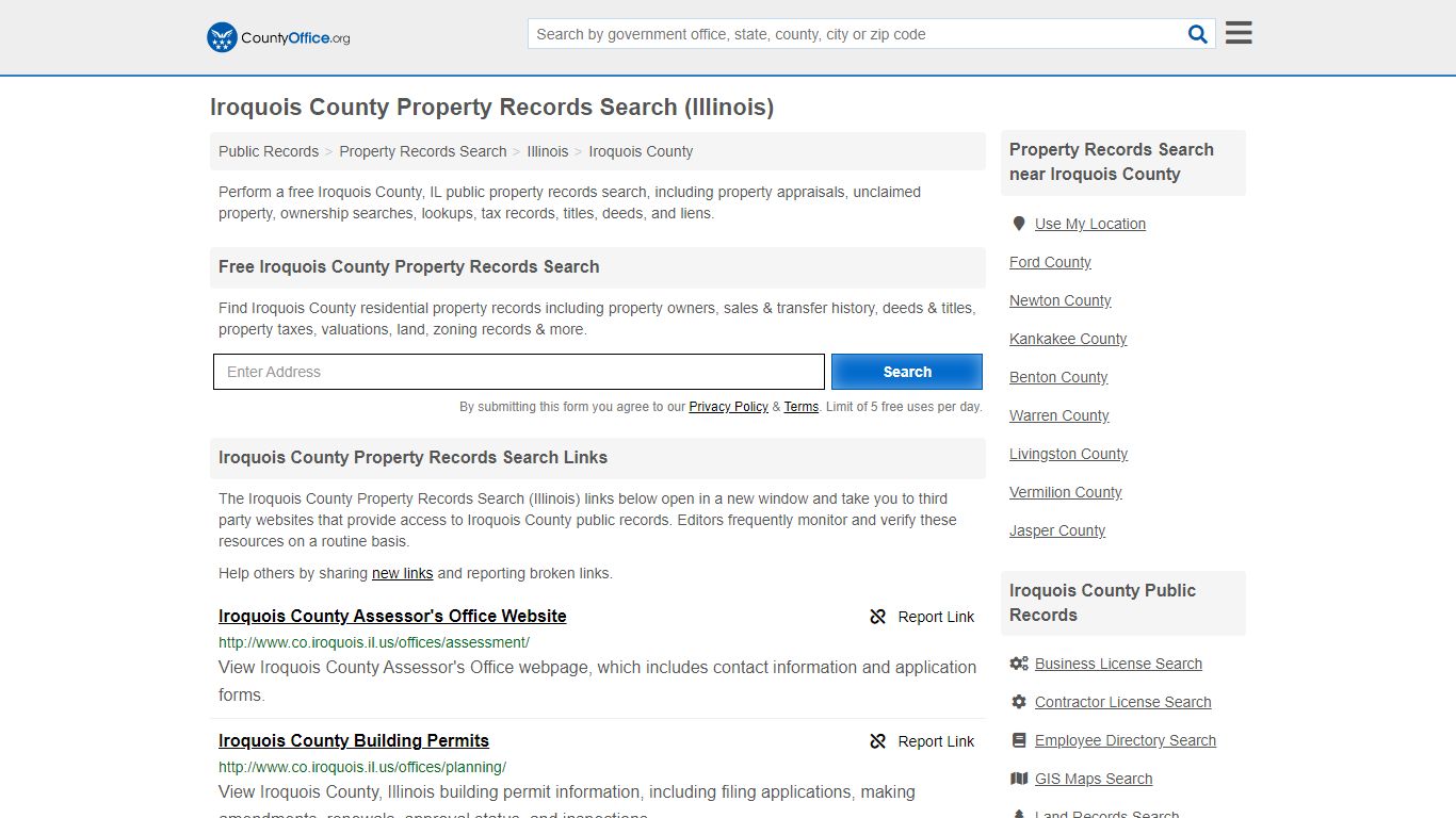 Property Records Search - Iroquois County, IL (Assessments ...